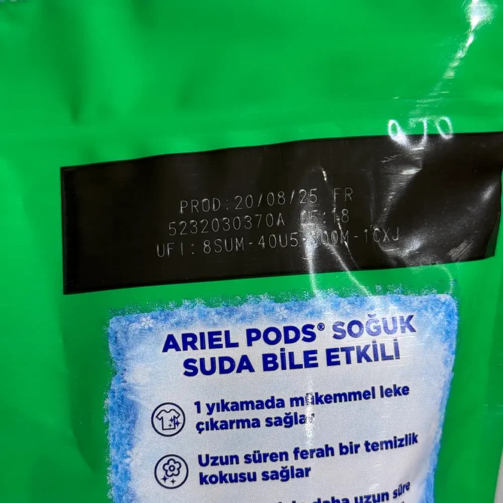 قرص ماشین لباسشویی بالشتکی آریل oxi ekstra بسته 30 عددی — تصویر ۴