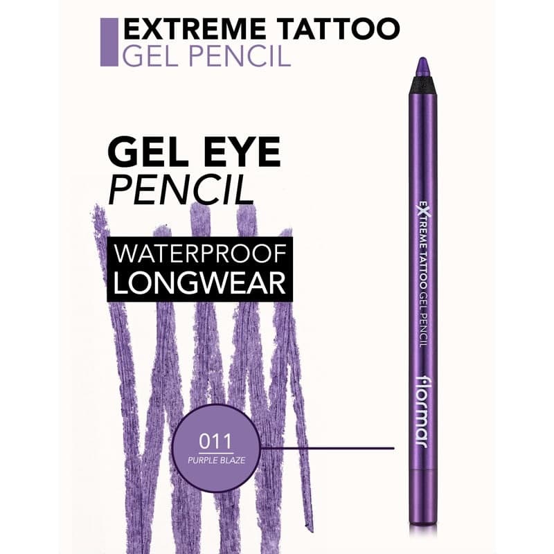 مداد چشم ژلی فلورمار flormar مدل Extreme Tattoo Gel Pencil کد 011(رنگ Purple Blaze) — تصویر ۵