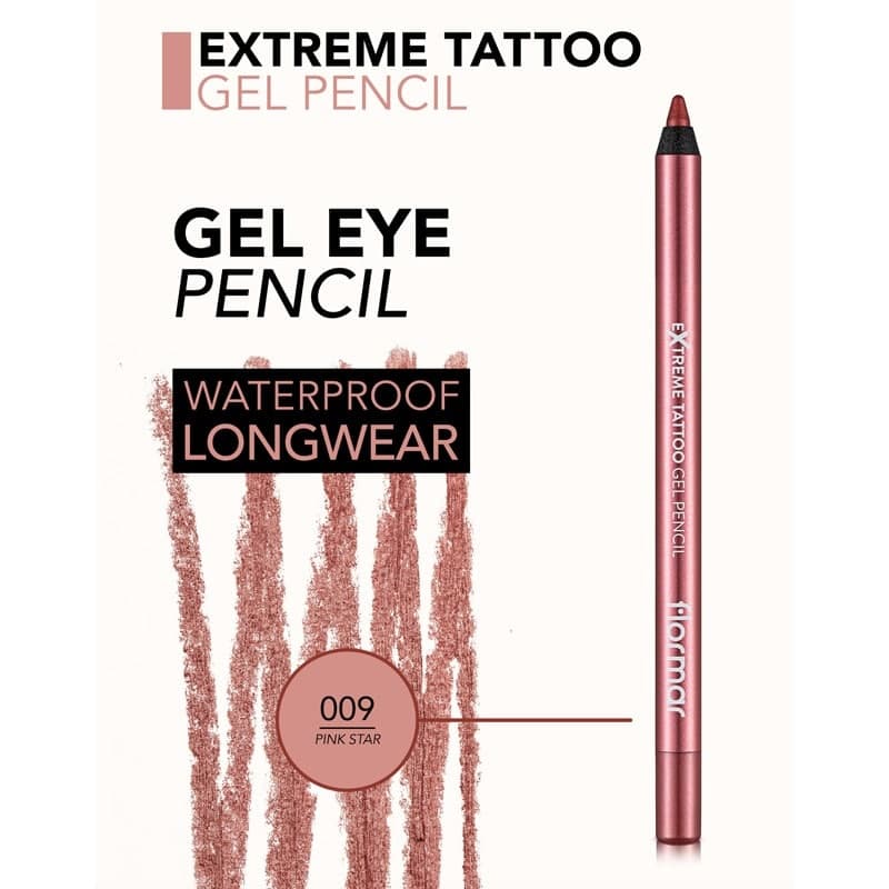 مداد چشم ژلی فلورمار flormar مدل Extreme Tattoo Gel Pencil کد 009(رنگ Pink Star) — تصویر ۵