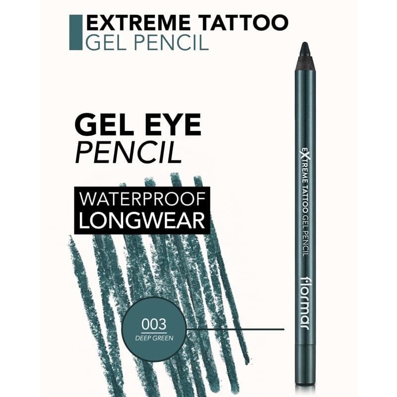 مداد چشم ژلی فلورمار flormar مدل Extreme Tattoo Gel Pencil کد 003(رنگ Deep Green) — تصویر ۵