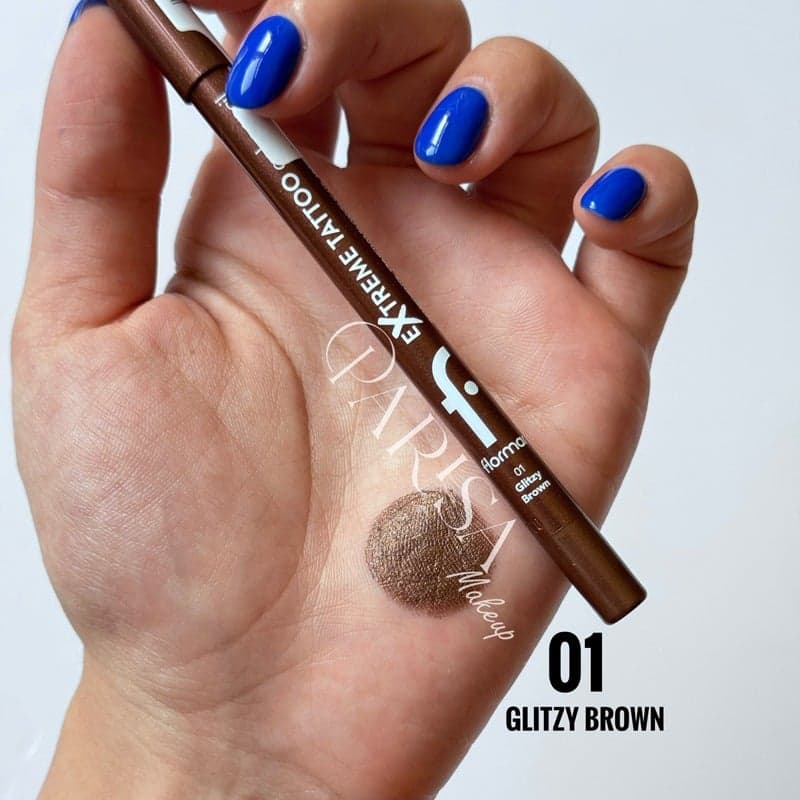 مداد چشم ژلی فلورمار flormar مدل Extreme Tattoo Gel Pencil کد 001(رنگ Glitzy Brown) — تصویر ۲