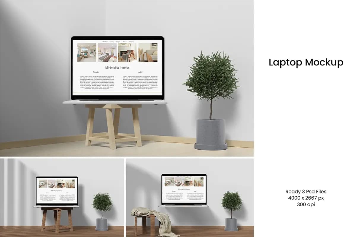 موکاپ لپ تاپ نمای روبهرو با سایه