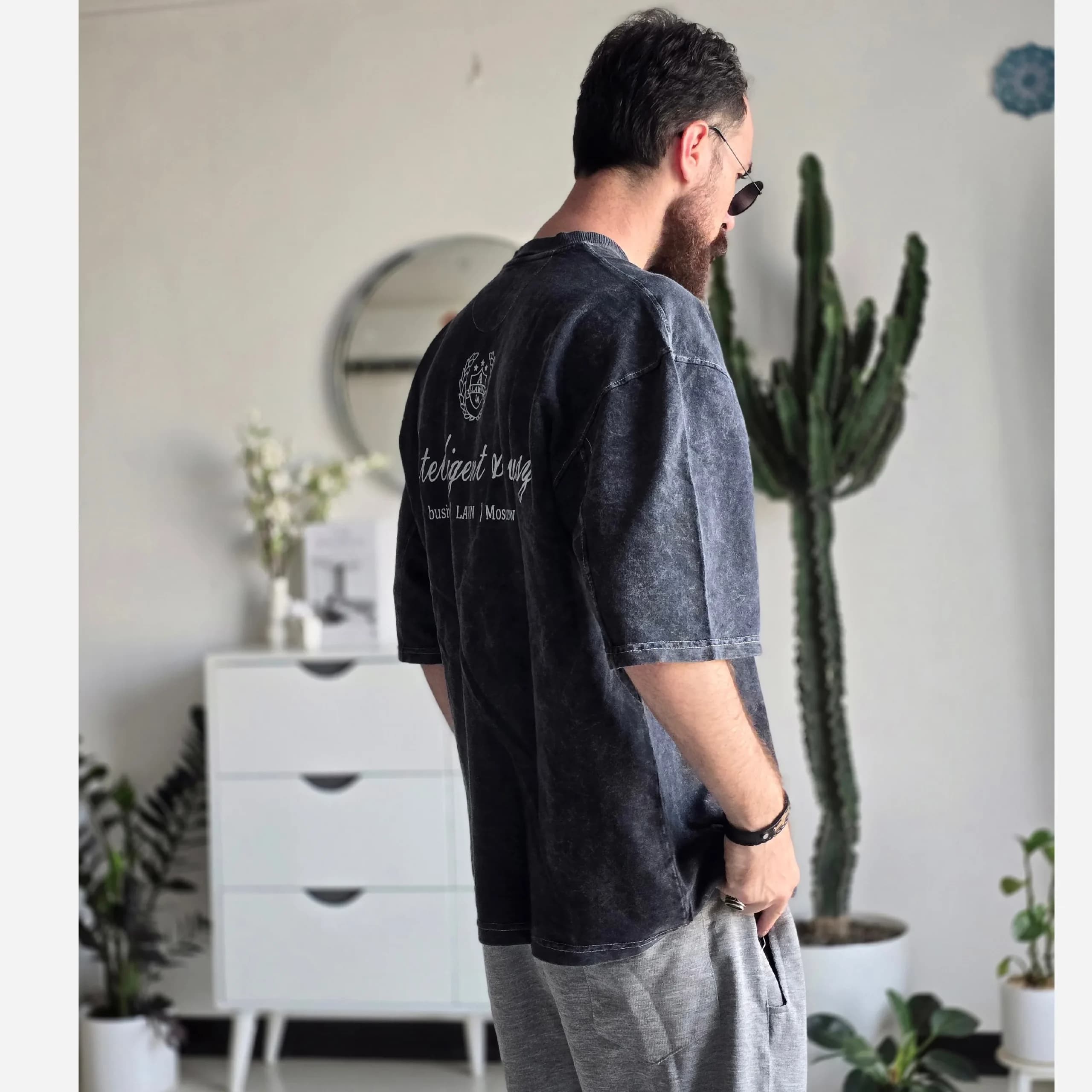 تیشرت سنگشور آستین سه ربع دورس دو نخ سایز XL تا XXXL — تصویر ۷