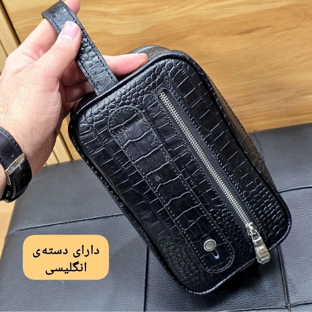 کیف دستی چرم طبیعی چرم ظفر دو خانه با جاکارتی و رمزدار — تصویر ۵
