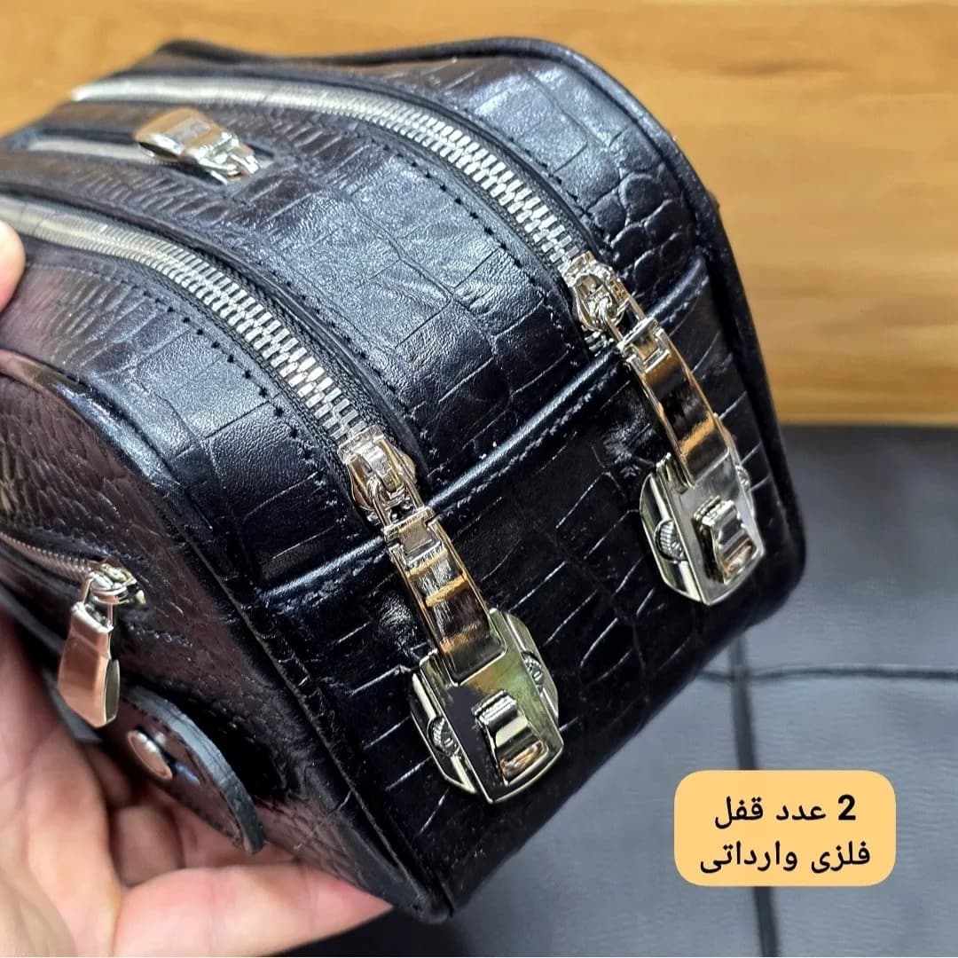 کیف دستی چرم طبیعی چرم ظفر دو خانه با جاکارتی و رمزدار — تصویر ۶