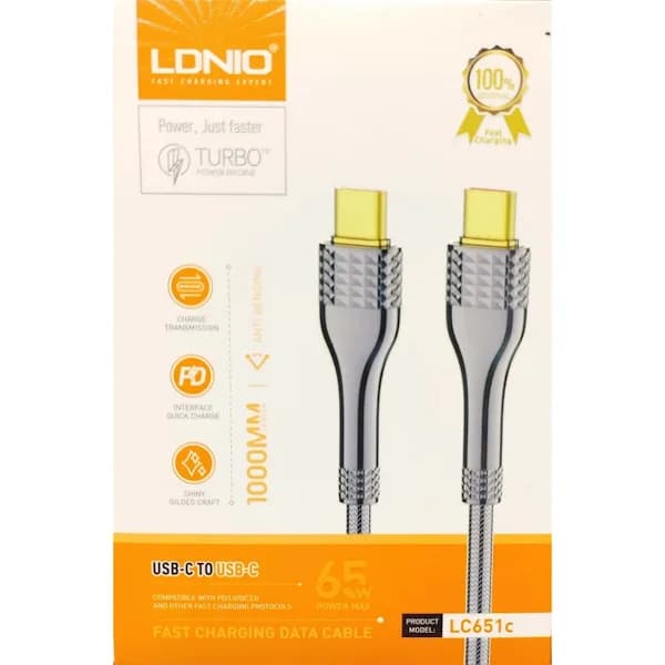 کابل تبدیل فست شارژ Ldnio LC651C Type-C to Type-C PD3.0 QC3.0 65W 1m