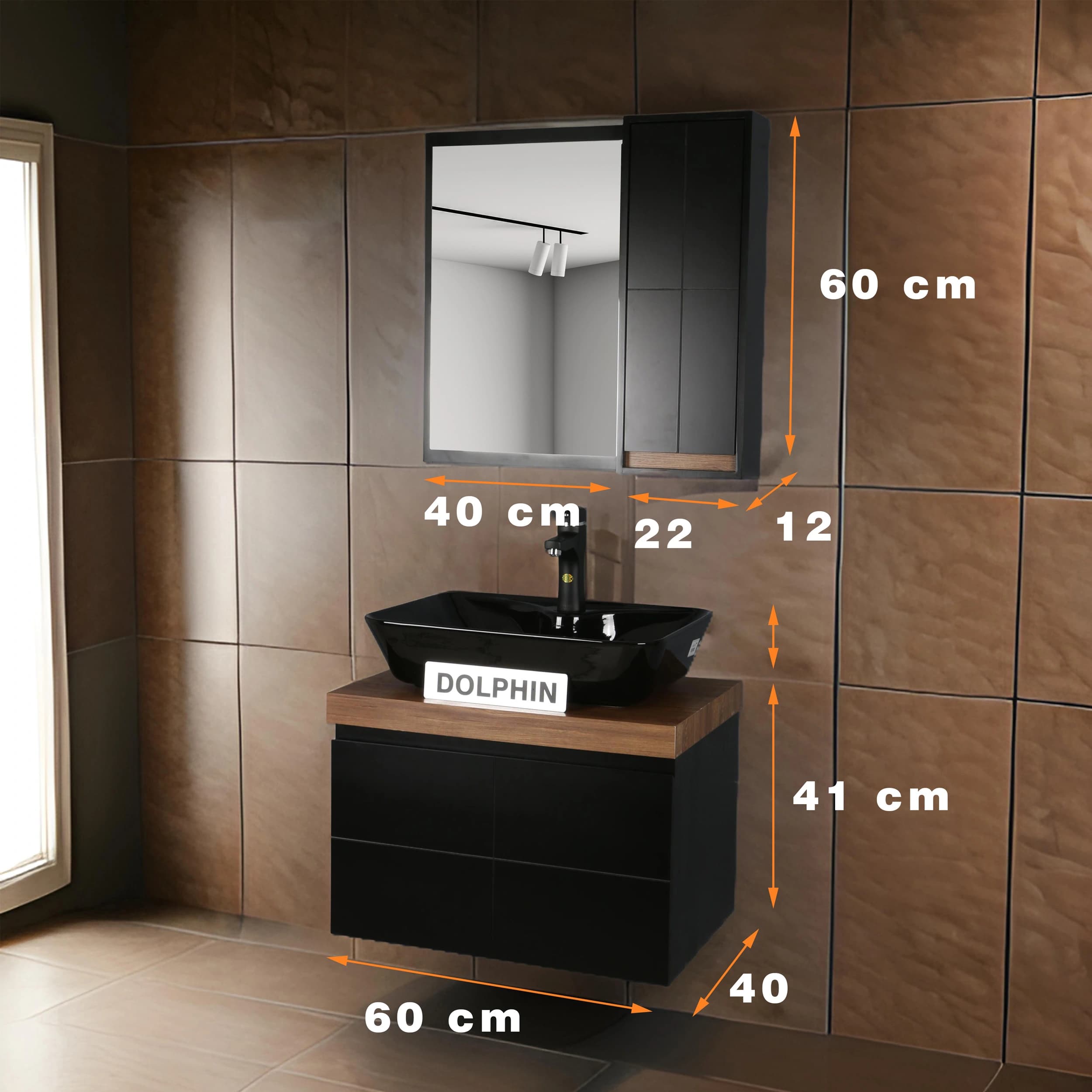 ست کابینت و روشویی دلفین مدل ZND-R13-Blبه همراه آینه و باکس — تصویر ۳