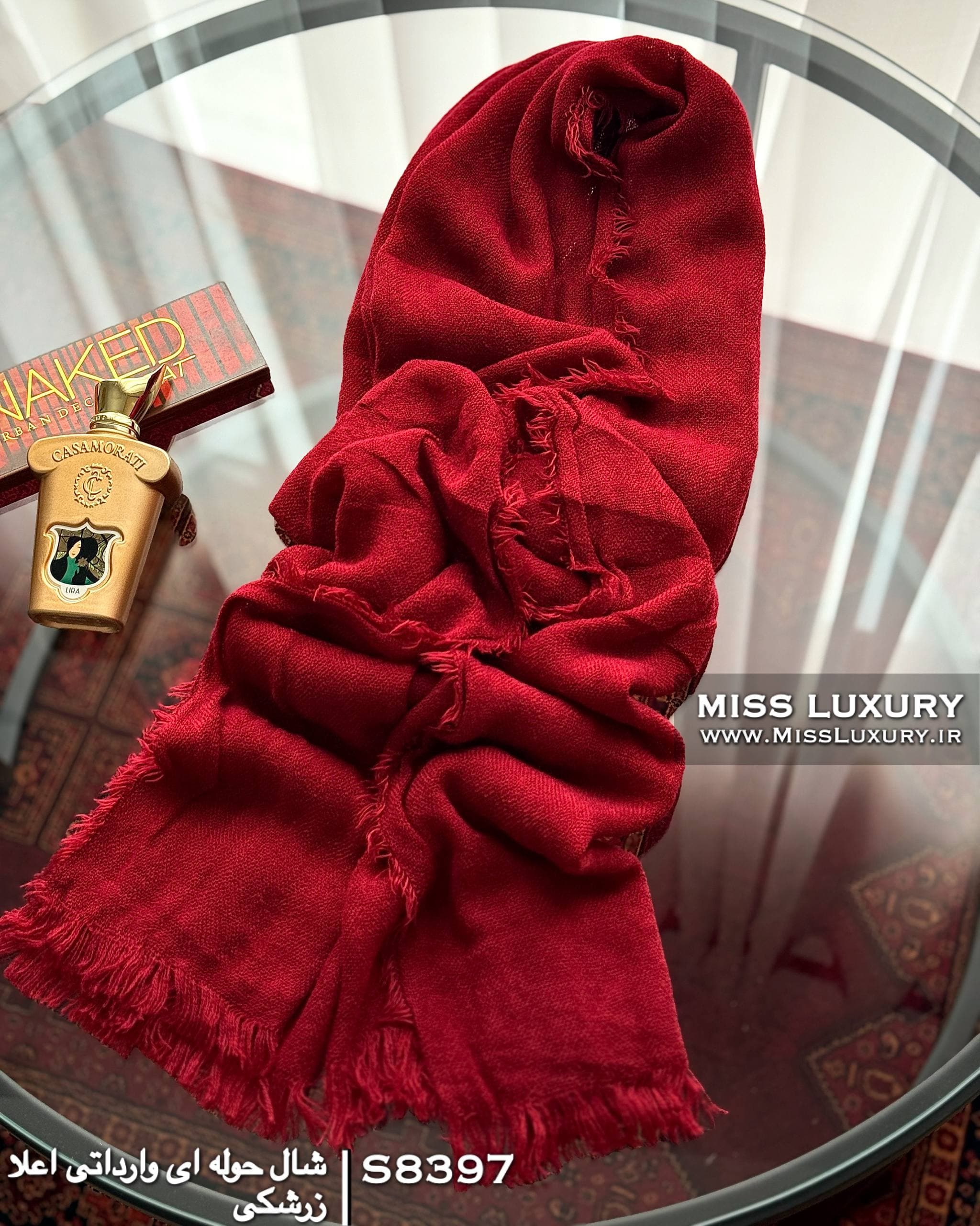 شال حوله ای وارداتی زرشکی S8397