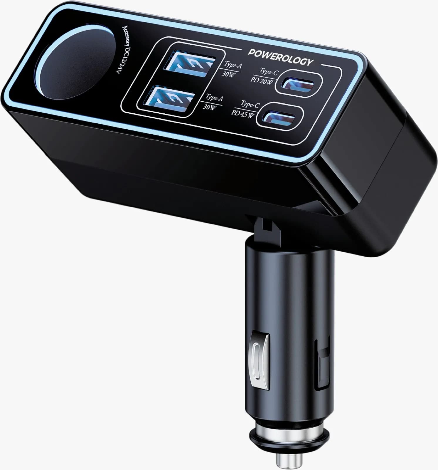 POWEROLOGY Brio 125W MULTI-PORT CAR CHARGERشارژر فندکی پاورولوژی توان 125 وات مدل PWDA58BK — تصویر ۳