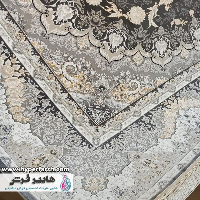 فرش الماس کویر طرح زرین مهر دودی کلکسیون نقش جهان — تصویر ۶