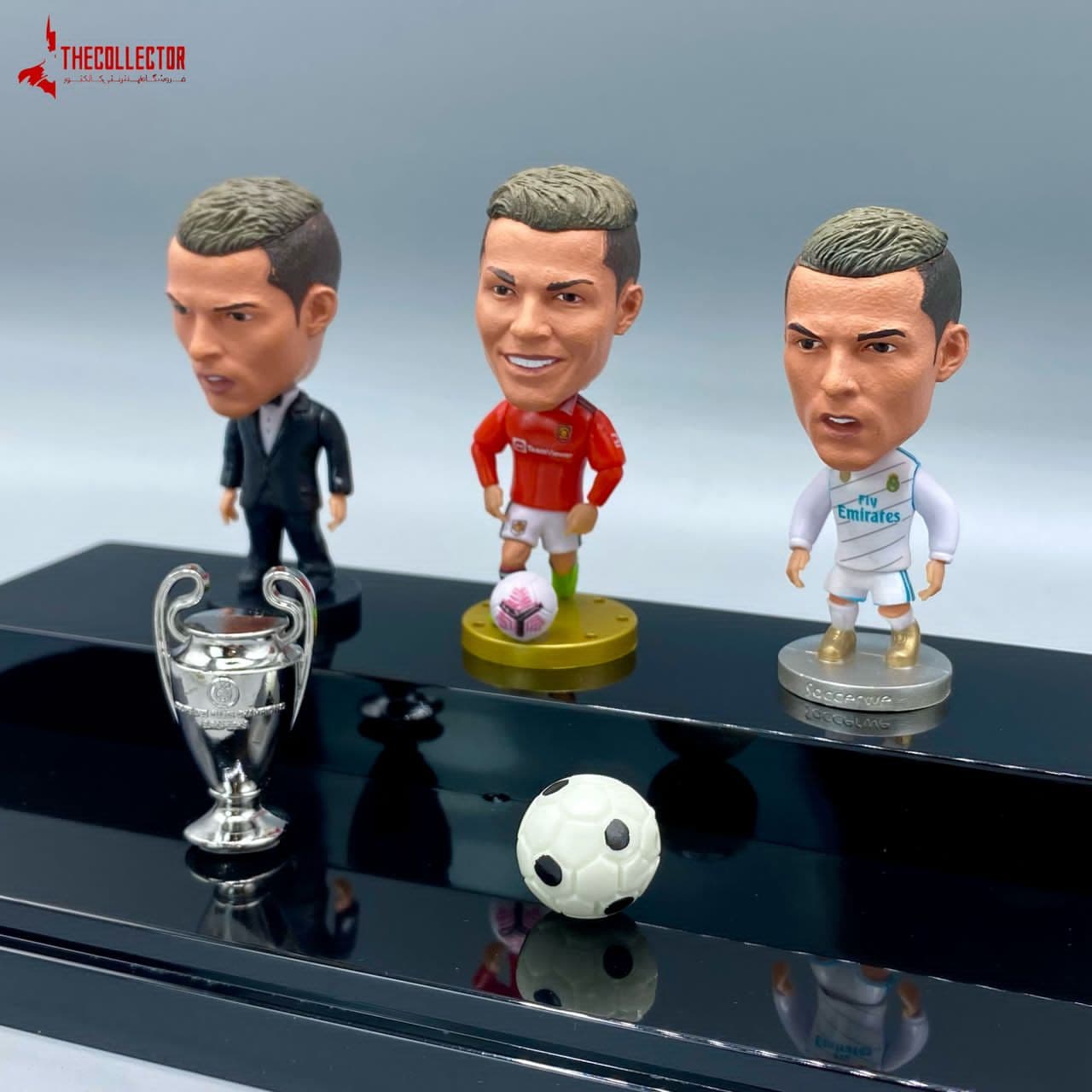 ست فیگور رونالدو | Ronaldo | مجموعه 6 عددی + کاپ، توپ و استیج نمایشی — تصویر ۵