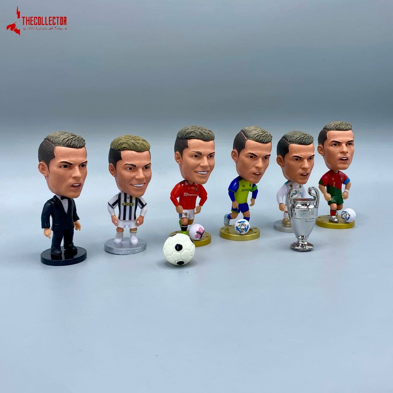 ست فیگور رونالدو | Ronaldo | مجموعه 6 عددی + کاپ، توپ و استیج نمایشی — تصویر ۳