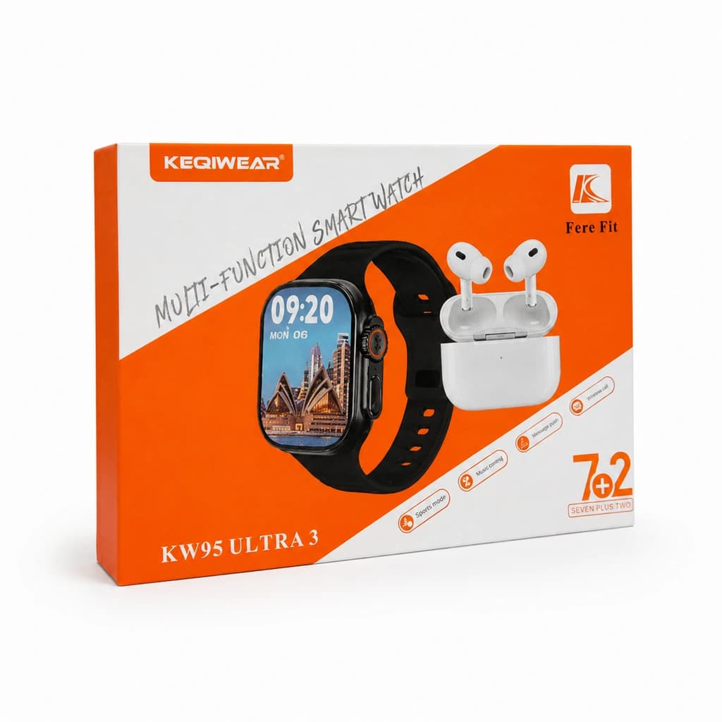 ساعت هوشمند KW95 Ultra 3 با 7 بند متنوع و ایرپاد بیسیم