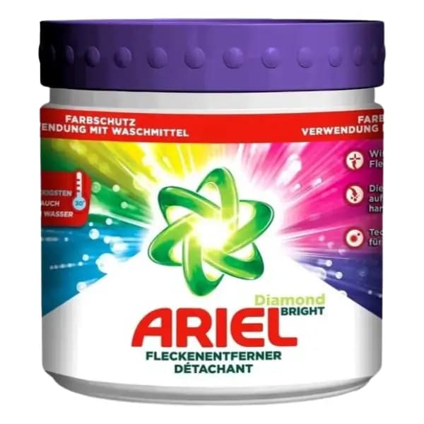 پودر لکه بر لباس Ariel سری Diamond Bright مناسب لباس های رنگی و سفید وزن 500 گرم — تصویر ۵