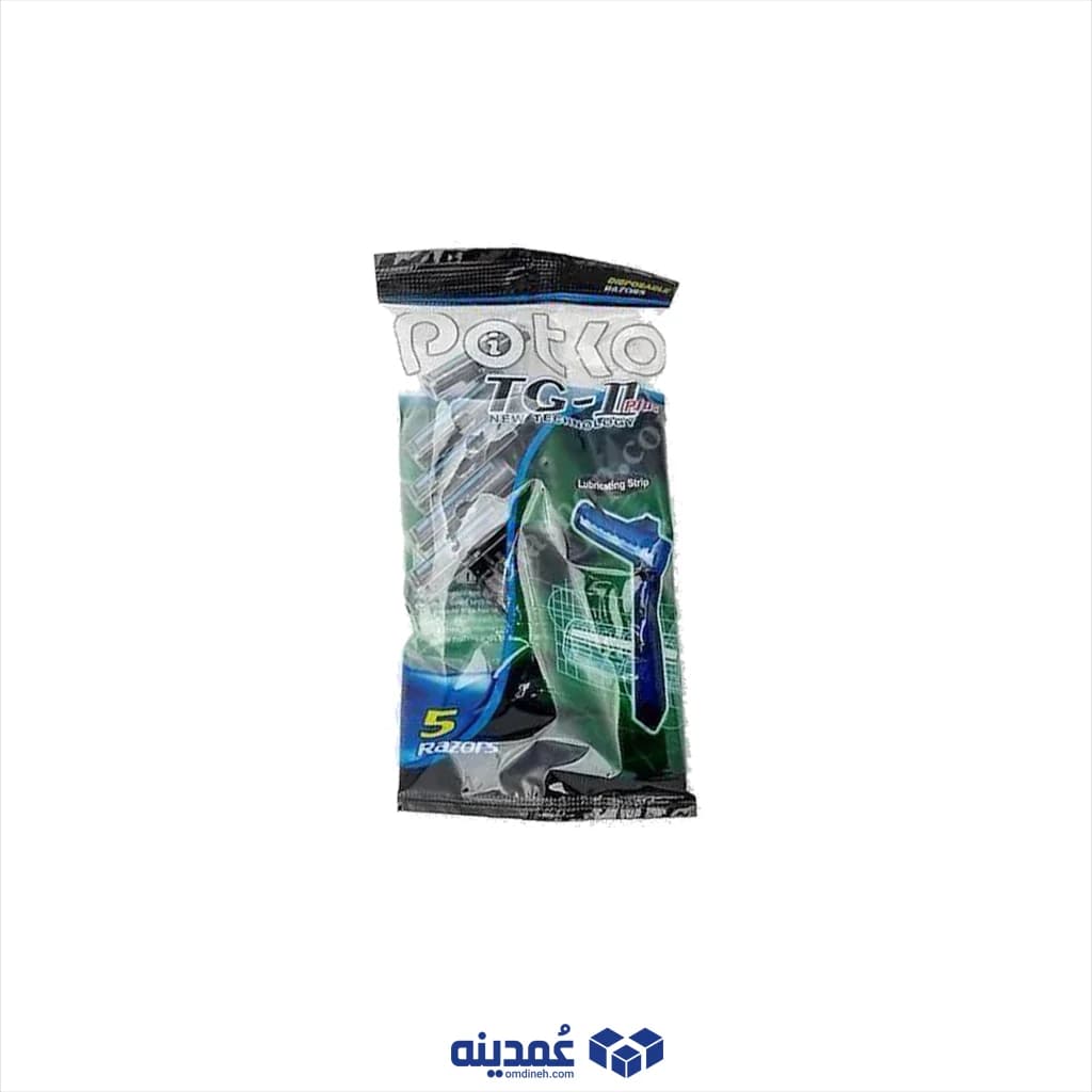 خودتراش پوتکو 2 لبه صابون دار مدل TG-II بسته 5 عددی