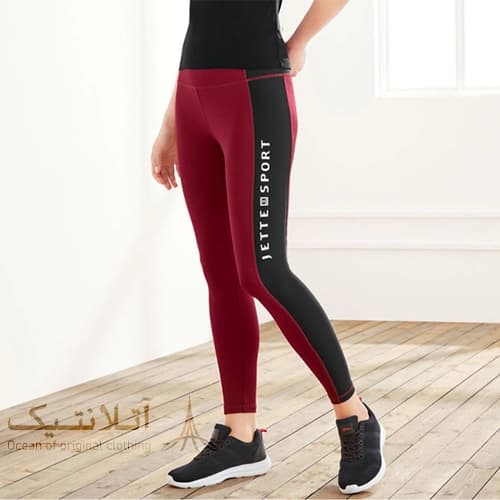 لگ ورزشی تخصصی زنانه وارداتی اورجینال برند کریویت Crivit آلمان همکاری با Jette Sport زرشکی مشکی — تصویر ۲