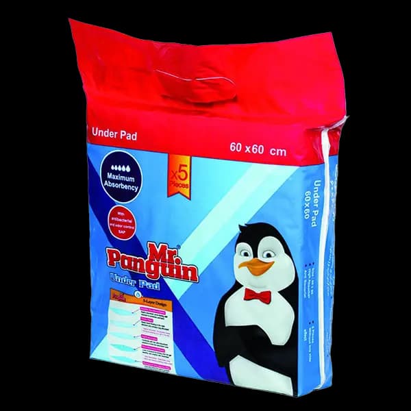 زیرانداز بهداشتی برند مستر پنگوئن سایز 60×60 بسته 5 عددی