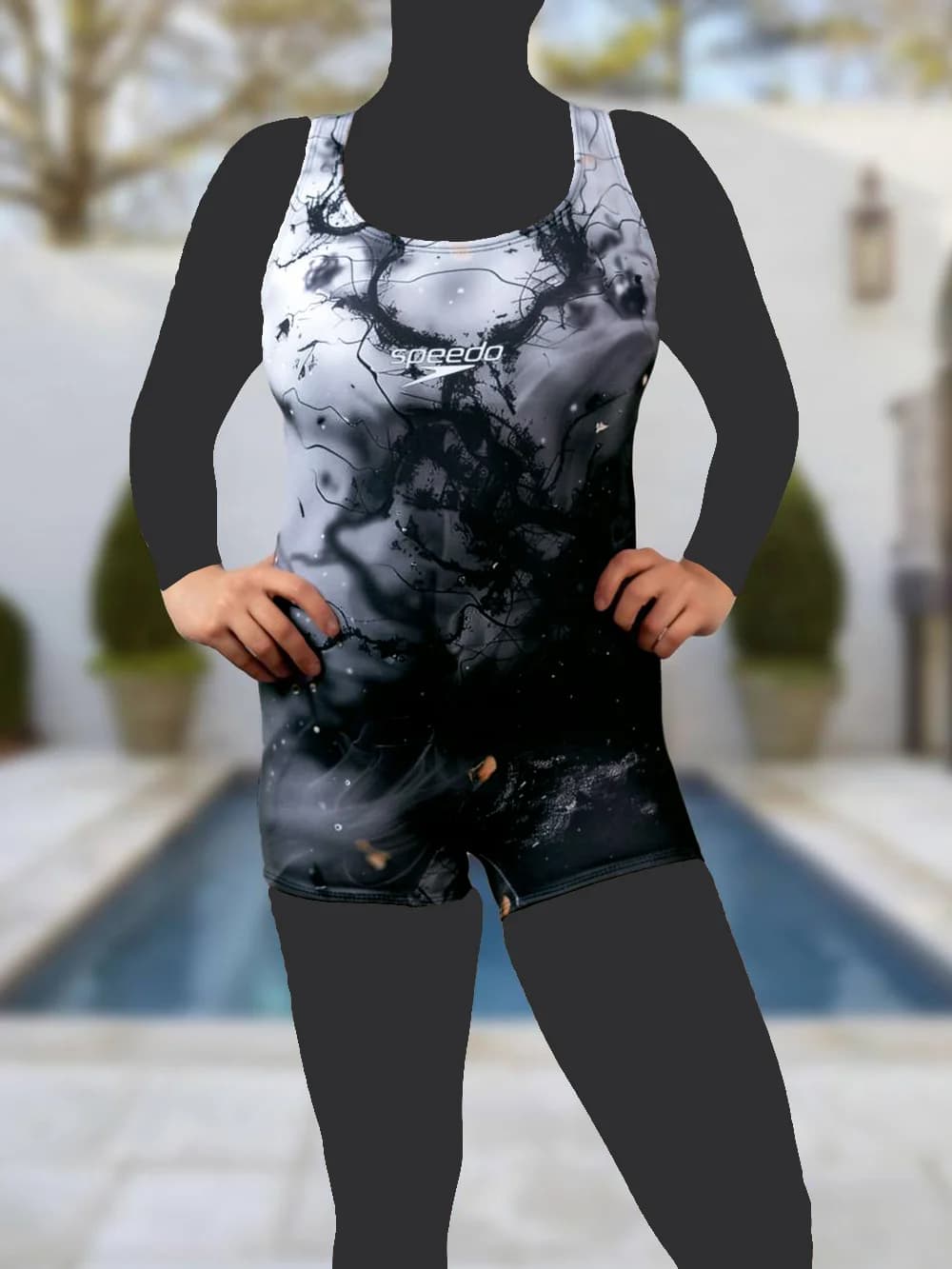 مایو پادار زنانه شیک و خاص نیمه پوشیده ضد کلر برای استخر اسپیدو ( Speedo ) با کاپ — تصویر ۴