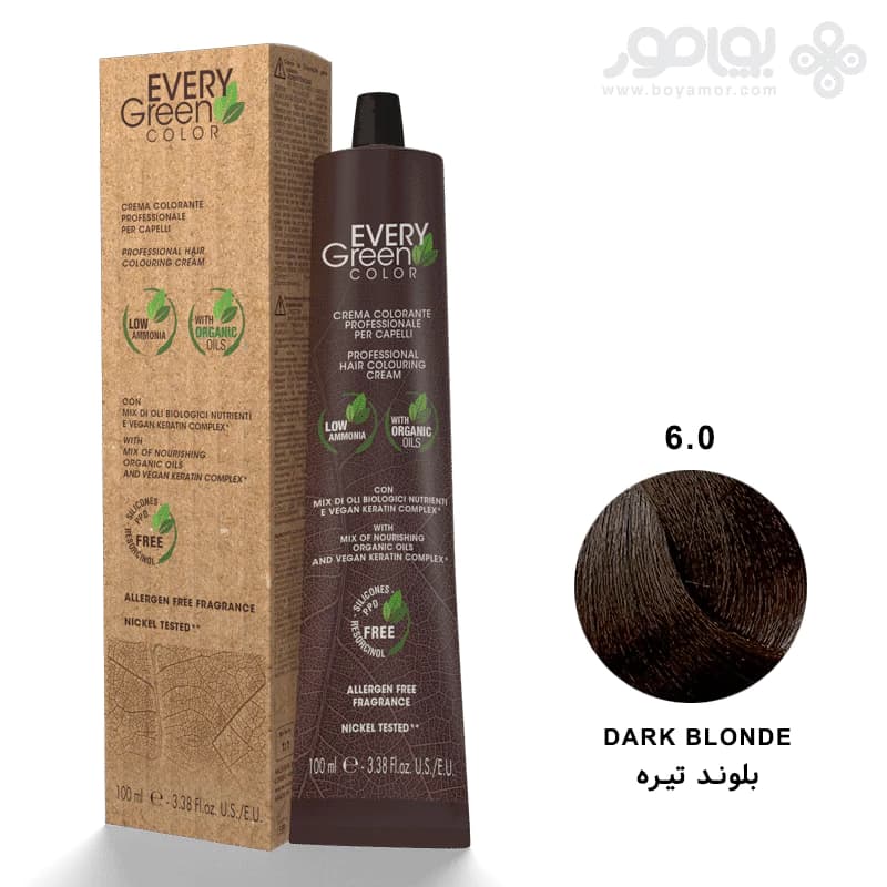 رنگ موی ارگانیک اوری گرین دیکسون شماره 6.0 رنگ بلوند تیره