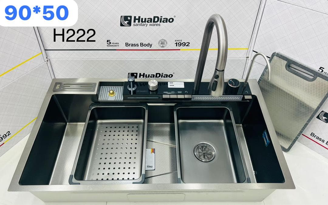 سینک آبشاری 5 کلید دودی سایز 90 سانت Huadiao