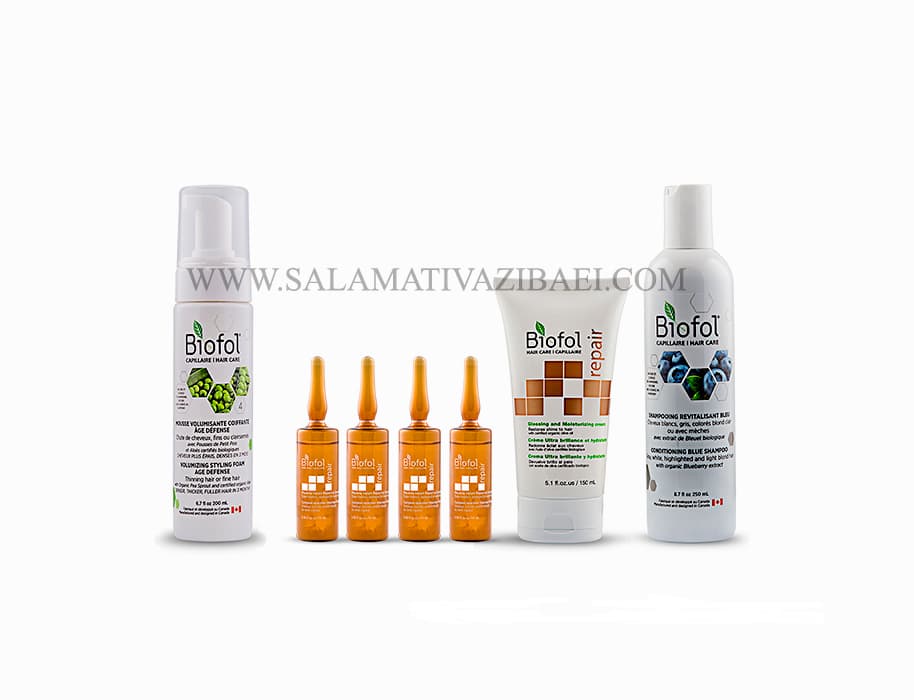 ضد ریزش مو و ترمیم آسیب دیدگی مو پکیج بایوفول کانادا (مخصوص موهای رنگ و دکلره) BIOFOL — تصویر ۲