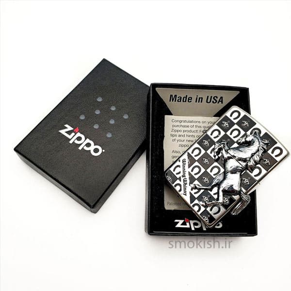فندک زیپو آبکاری نقره Zippo GC-Sv Silver Horse Emblem — تصویر ۴