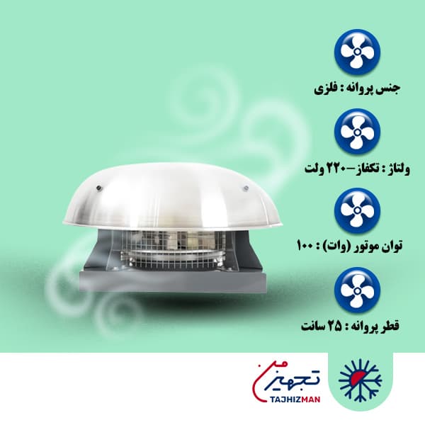 فن رادیال سقفی دمنده مدل REB-25/7A4T