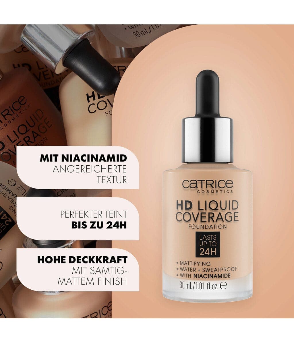 کرم پودر کاتریس Rose Beige سری HD مدل Liquid Coverage شماره 20 حجم 30ml — تصویر ۵