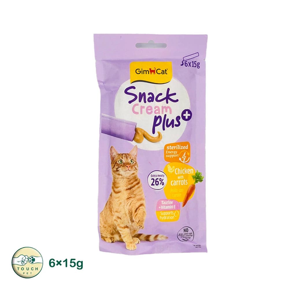بستنی گربه جیم کت مناسب گربه عقیم شده با طعم مرغ و هویج بسته 6 عددی وزن ۱۵ گرم