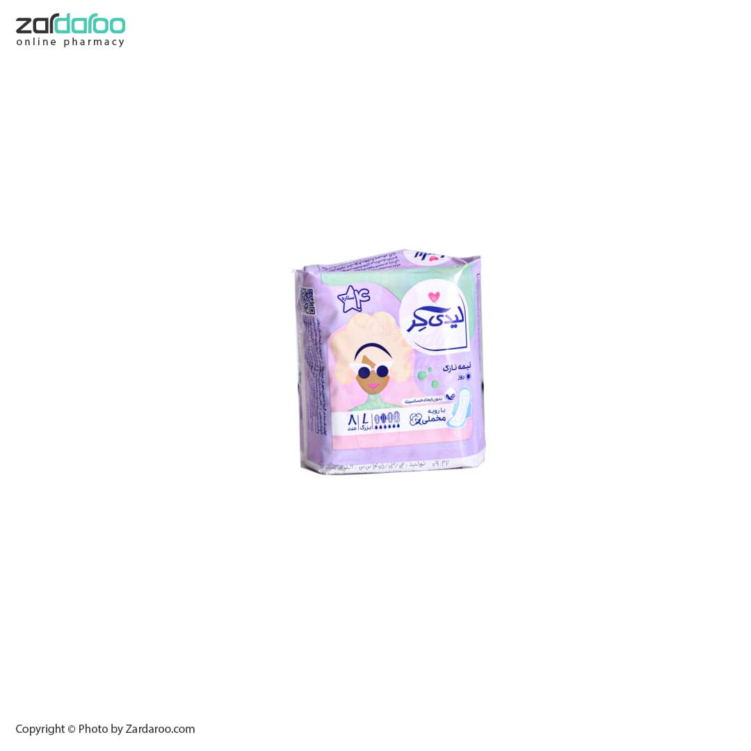 نوار بهداشتی بالدار مخملی نیمه نازک ماکسی سایز بزرگ L لیدی کر Lady care