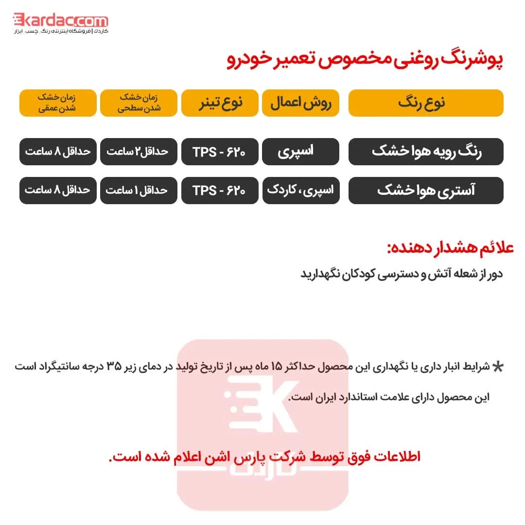 رنگ قهوه ای روشن فوری اتومبیل پارس اشن وزن 20 کیلوگرم کد 318 — تصویر ۲