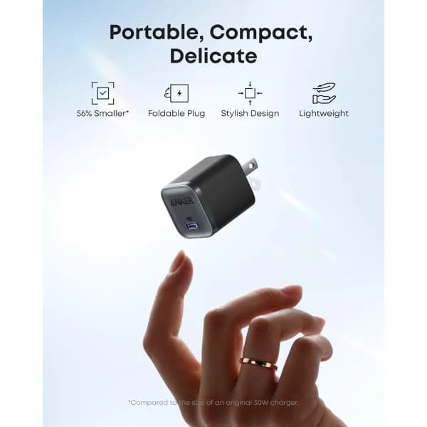 شارژر دیواری اصلی 45 وات انکر Anker Nano مدل A2692 USB-C PD/PPS سفید — تصویر ۲
