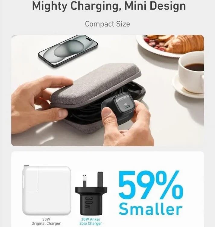 شارژر دیواری اصلی 20 وات انکر Anker Zolo مدل A2699 | USB-C PD سفید (گارانتی آسان سرویس) — تصویر ۲
