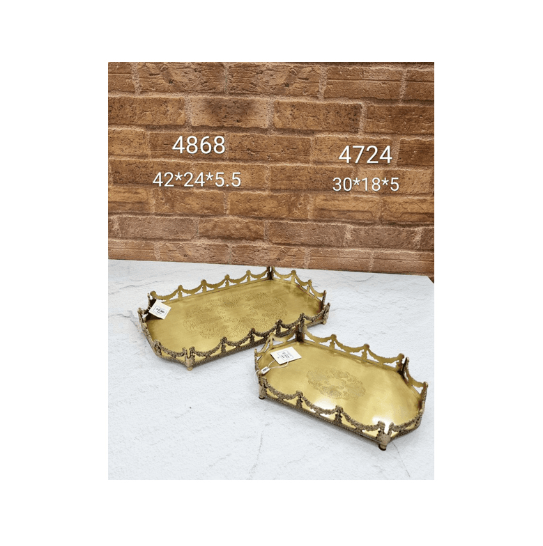 سینی برنجی مستطیل تاجی 24762
