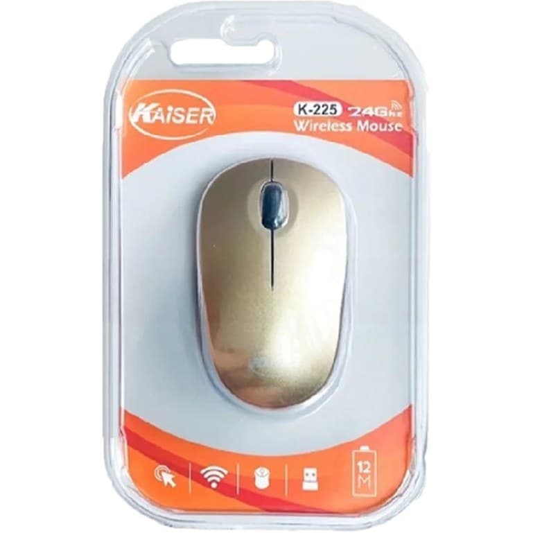 موس بی سیم کایزر KAISER مدل K-225 | طلایی مشکی