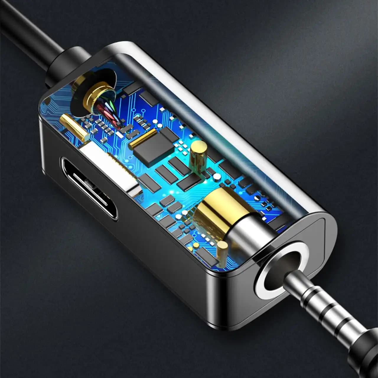 کابل تبدیل Type-C به Aux و Type-C بیسوس مدل CATL45 طول 12 سانتی متر — تصویر ۵