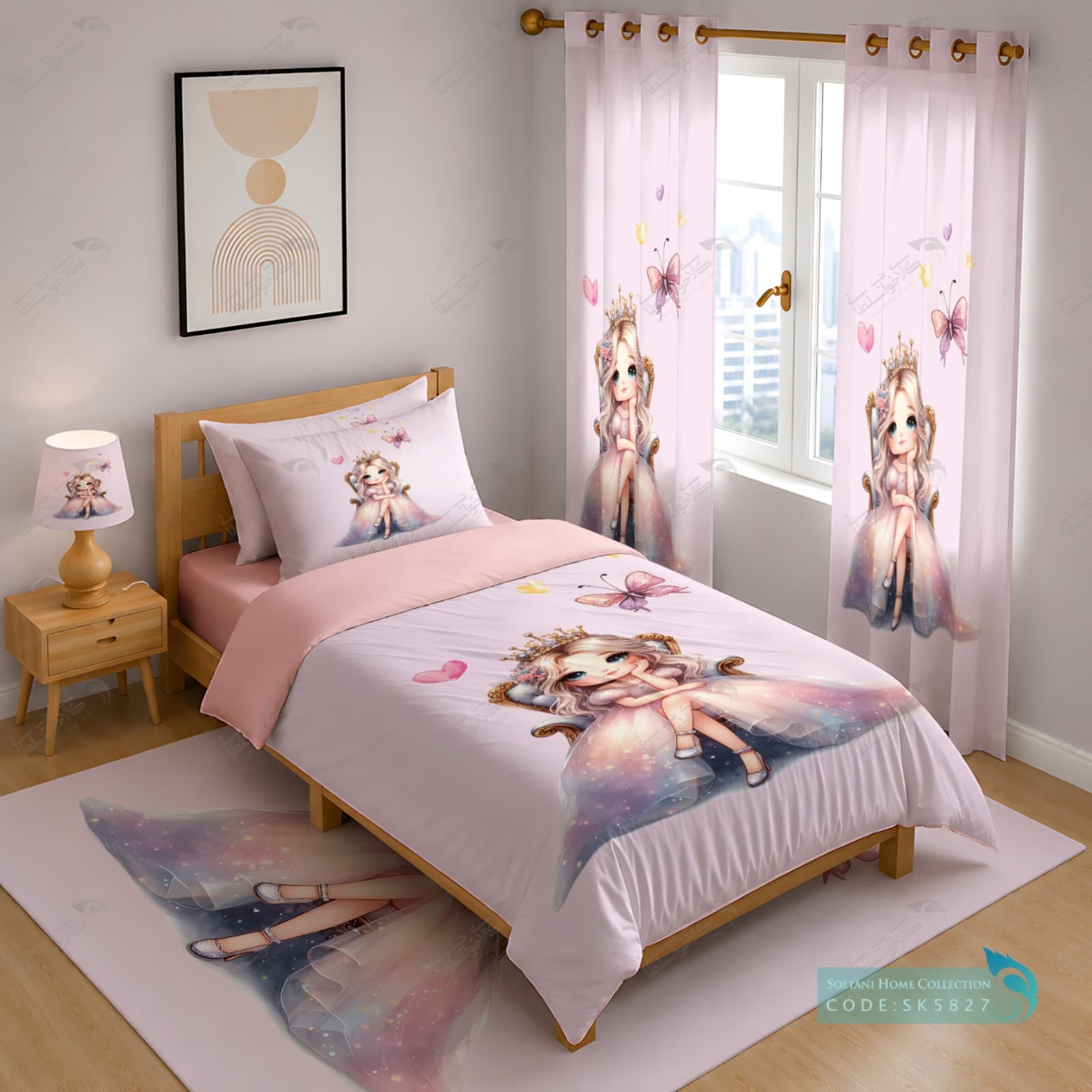 روتختی دخترانه طرح پرنسس همراه با ست کامل کد SK5827