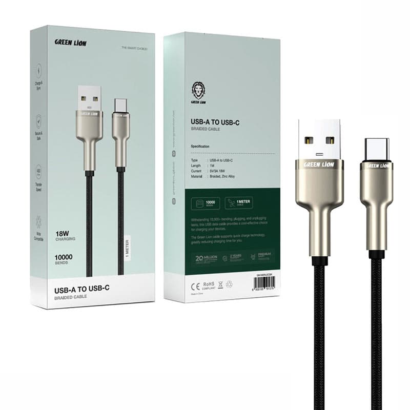 کابل شارژ و دیتا Type-c کنفی فست 1متری گرین لاین Green Lion 1379 u2cbk