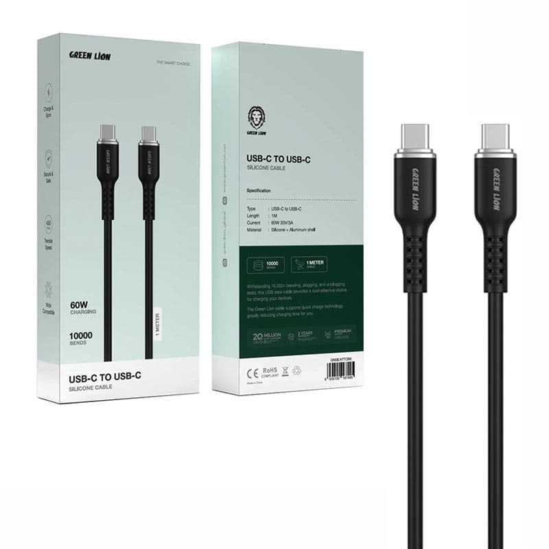 کابل شارژ و دیتا type c to type c فست 1متری گرین لاین کد 7495 Green Lion GNsi