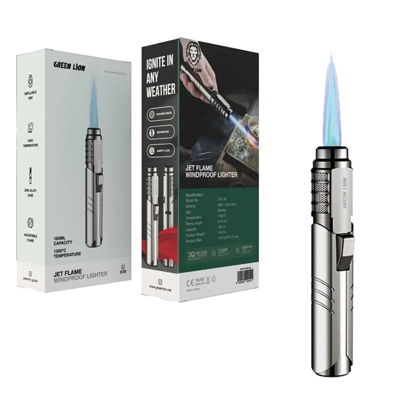 فندک اتمی ضد باد گرین لاین مدل Green Lion jet Flame wind proof Lighter GTL-50