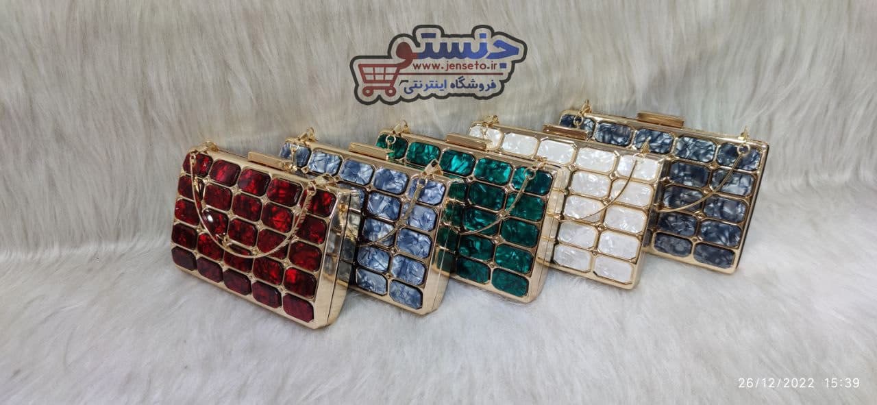کیف زنانه دهانه فلزی پاسپورتی مجلسی سرامیکی منظم خارجی women bag کد 1307