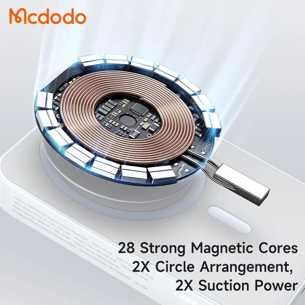 پاوربانک وایرلس 10000 مگنتی مک دودو Mcdodo MC-4261 توان 20 وات — تصویر ۱۱