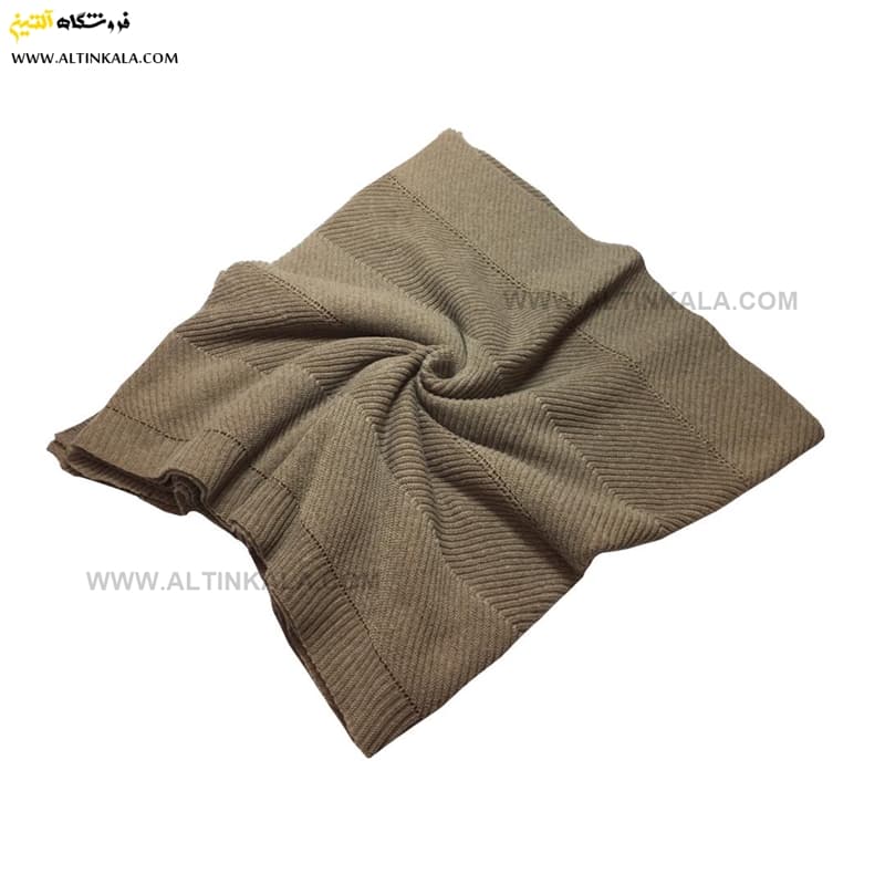 شال مبل بافت (رومبلی) سوپر (تراکم بالا) طرح کجراه سایز 150×200 خاکی