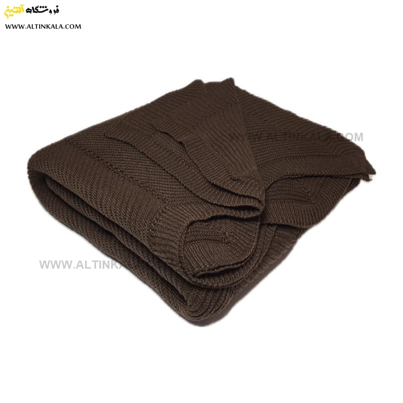 شال مبل بافت (رومبلی) سوپر (تراکم بالا) طرح کجراه سایز 150×200 شکلاتی — تصویر ۳