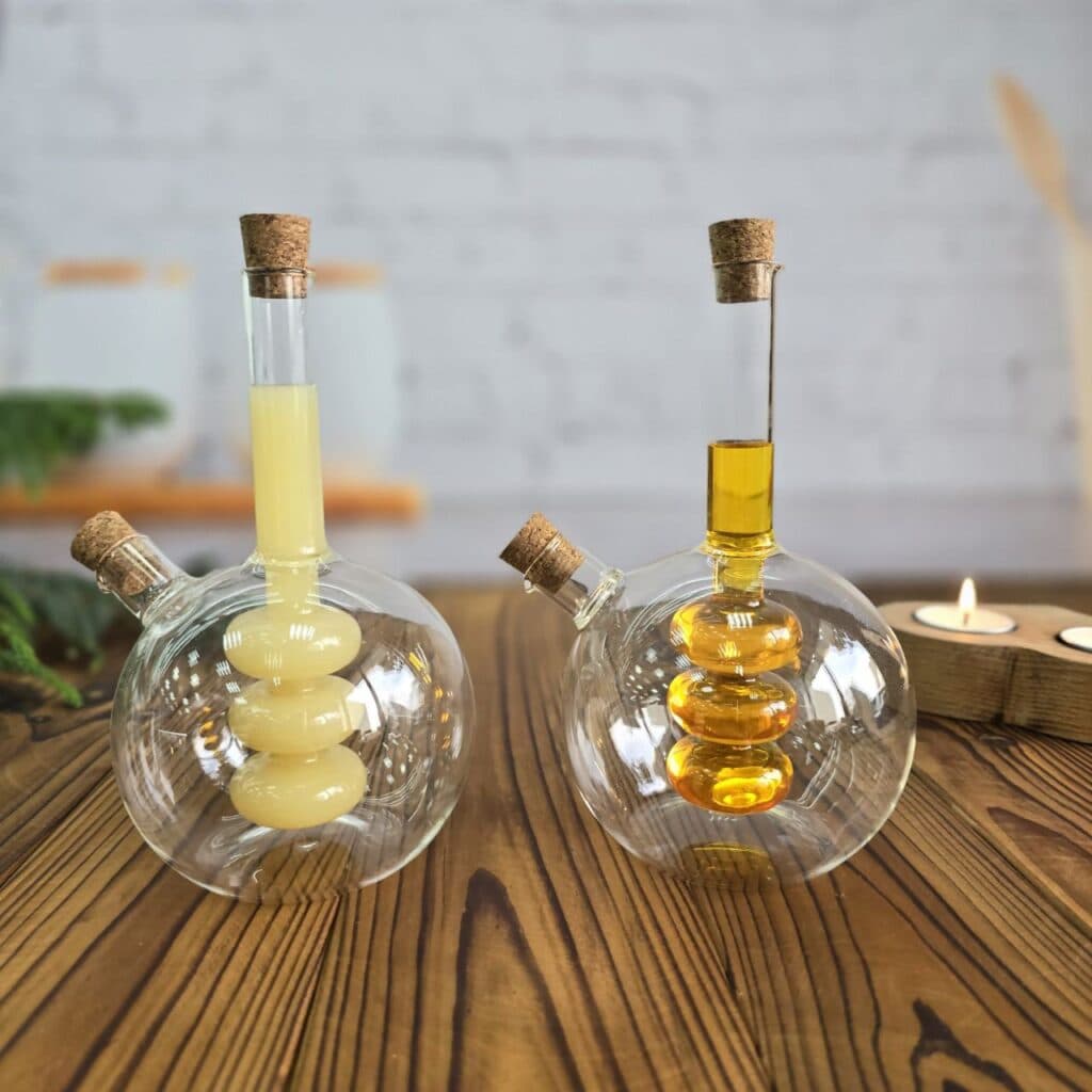 جای روغن و سرکه شیشه ای طرح گرد حباب