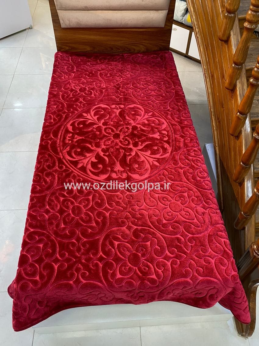 پتو برند گلبافت مدل الوان یکنفره سایز 220*160 رنگ زرشکی گل پخش کد 23-600