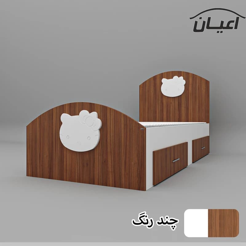 تخت خواب یکنفره مدل FH572 سایز 90×200 سانتی متر طرح کیتی — تصویر ۳