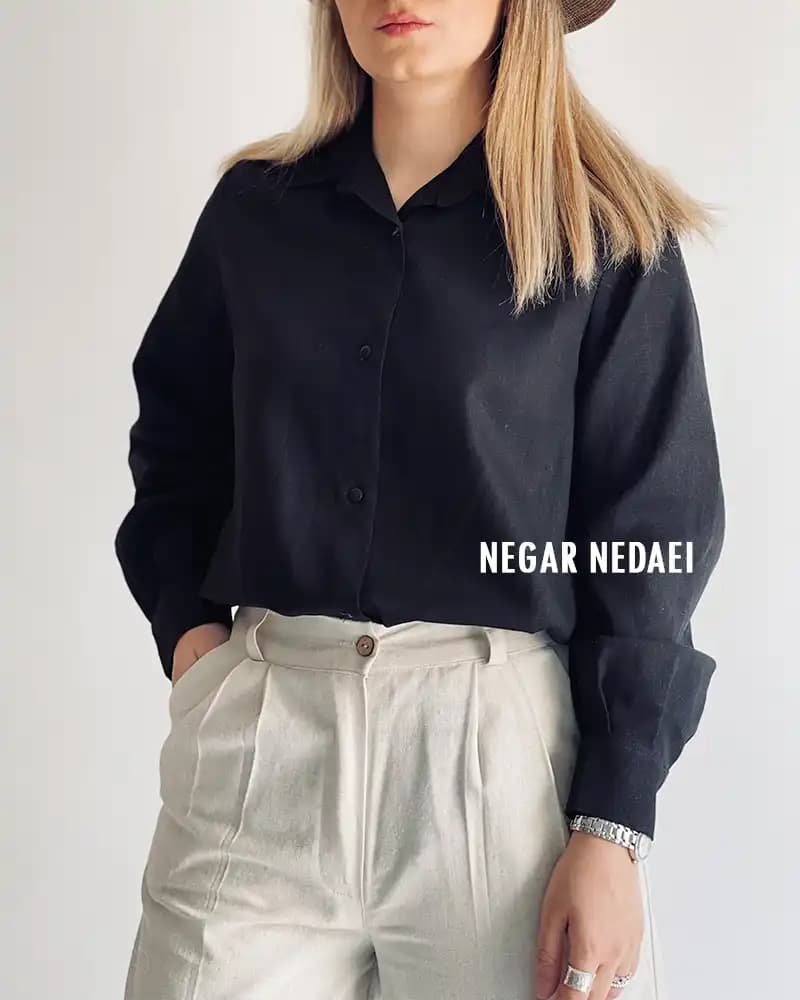 شومیز لینن بیسیک black