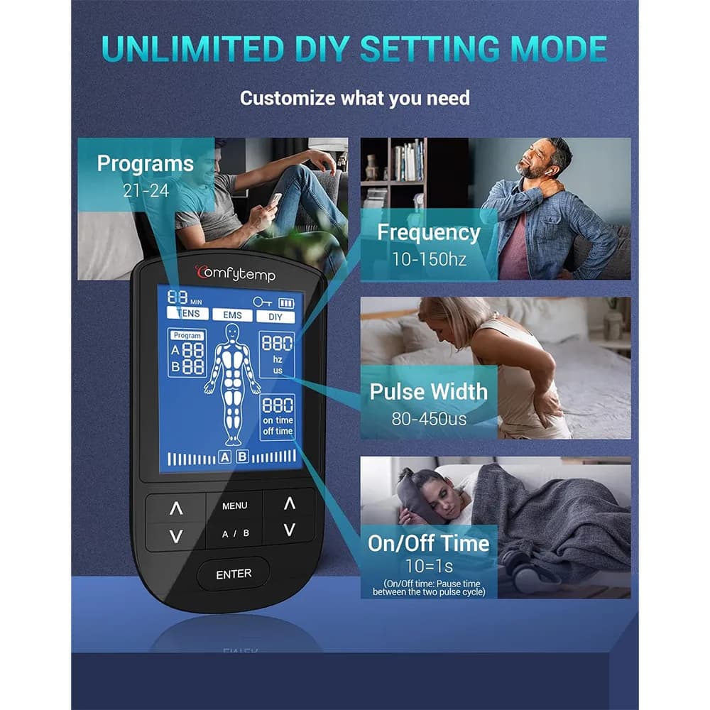 دستگاه ماساژ الکتریکی دو کاناله برای تسکین درد عضلات برند Comfytemp مدل Comfytemp Dual Channel TENS Machine — تصویر ۵