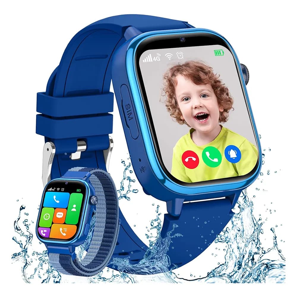 ساعت هوشمند کودک با قابلیت تماس تصویری، GPS و استاندارد ضدآب IP68 برند AKUMAKA مدل T40(آبی)